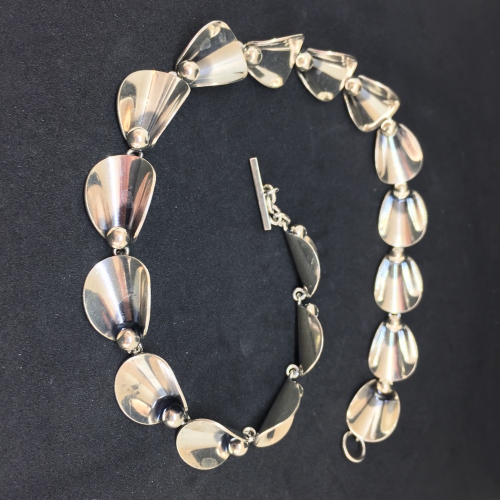 HOST PICK! Vintage Silver Calla Lily Choker Necklace, by N.E. From, MCM, 15-18" - Picture 17 of 17